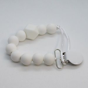 White Hexagon Silicone Pacifier Clip (no pacifier)